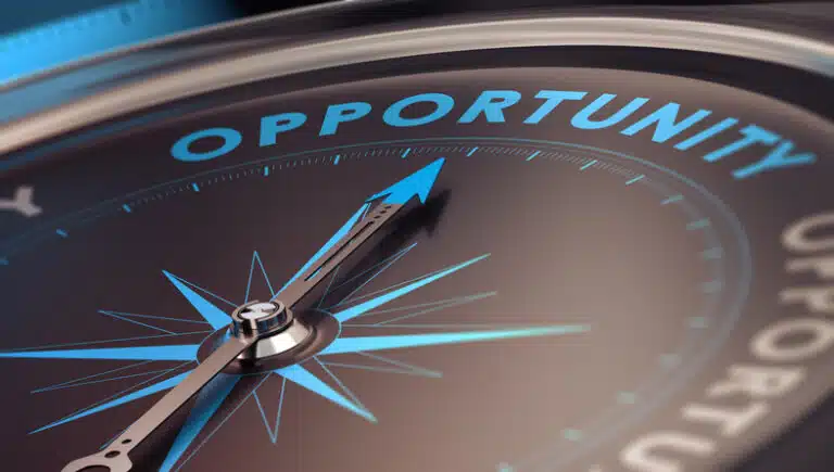 A needle pointing to the word Opportunity. The End2End Wins' tagline is "we help you turn opportunities into wins." Our services include talent optimization, leadership development, and communication workshops.