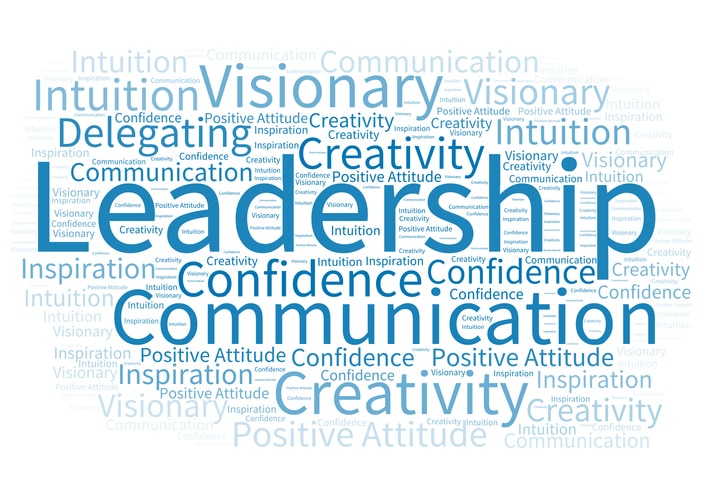 Word cloud listing qualities of a great leader. These qualities help improve employee engagement. End2End Wins offers leadership development services in addition to talent optimization services. End2End Wins is a Certified Partner of The Predictive Index